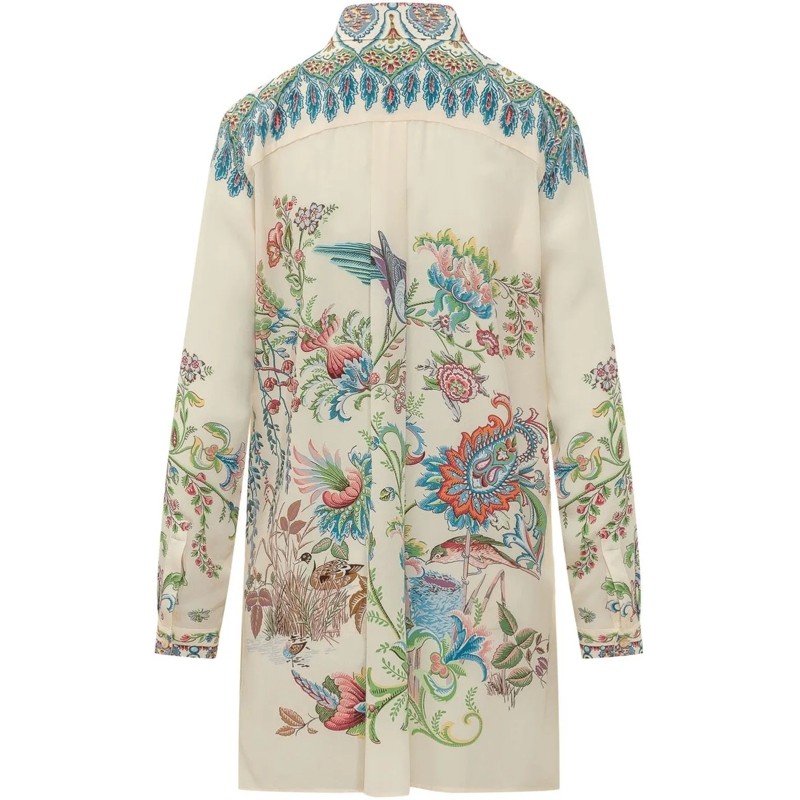 Etro Chemisier Camicia Lunga con Stampa Floreale weiß(Image 2)