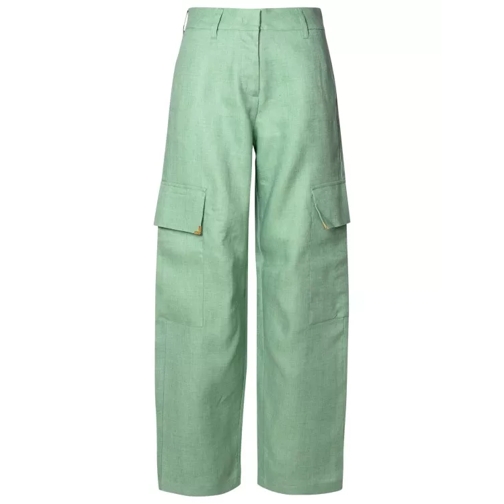 Palm Angels  Cargo Pants In Green Linen Green