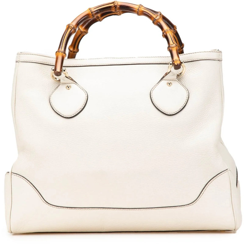 Gucci Tote Medium Leather Bamboo Diana Tote weiß