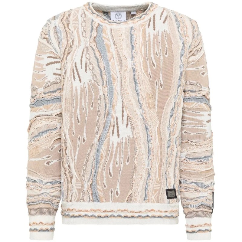 Carlo Colucci Pullover Knit Sweater 3D Knit Beige beige