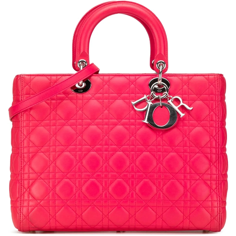 Christian Dior Tote Large Lambskin Cannage Lady Dior rose