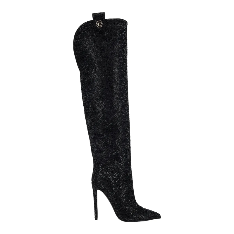 Philipp Plein Stiefel Stiefel Hohe Absätze Hoch Hexagon Verziert schwarz(Image 3)