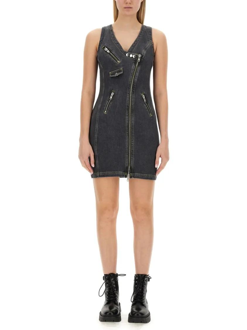 Thumbnail - Moschino - Slim Fit Denim Mini Dress - Größe S - schwarz