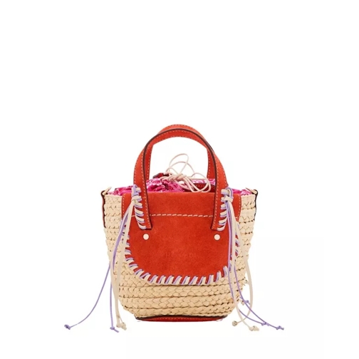 Cuba Lab Habanera Bandana Straw And Suede Handbag Red Borsetta a tracolla