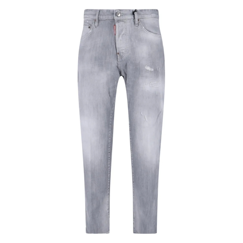 Dsquared2 Jeans Straight-Leg Denim Jeans With Textured Grey Wash Grey