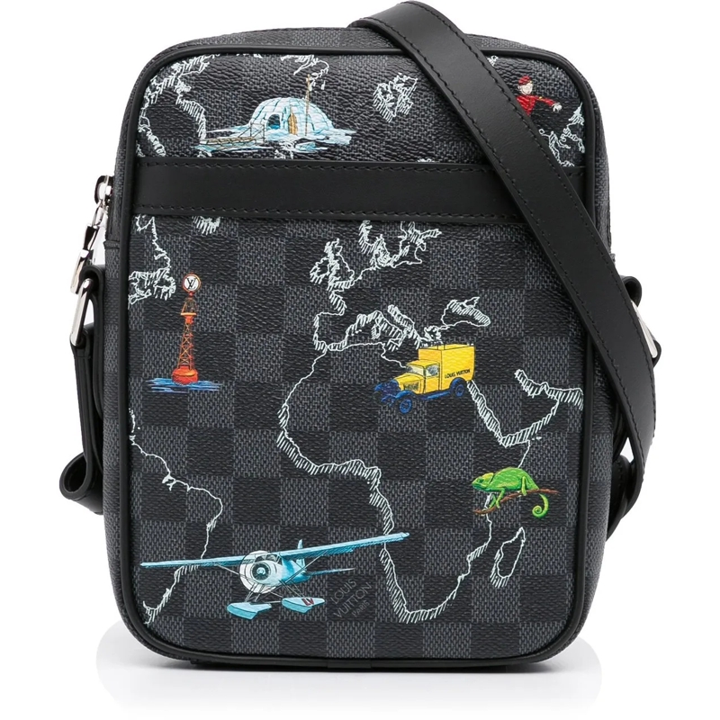 Louis Vuitton Sac à bandoulière Damier Graphite Renaissance Map Danube Slim PM schwarz