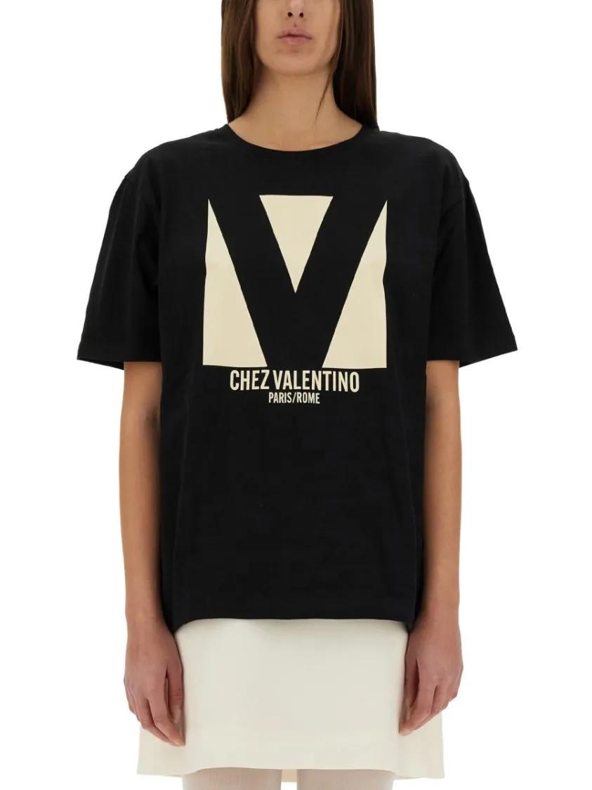 Thumbnail - Valentino Garavani - Black Graphic Print T-Shirt - Größe XS - schwarz