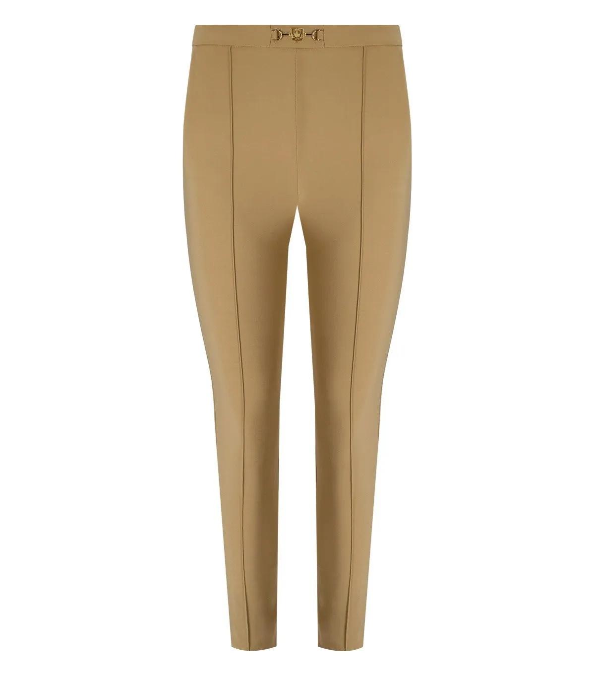 Elisabetta Franchi - ELISABETTA FRANCHI CAMEL SLIM FIT HOSE - Größe 42 - beige