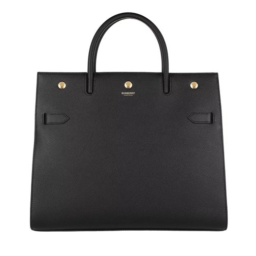 Burberry Title Shoulder Bag Leather Black Shoppingväska