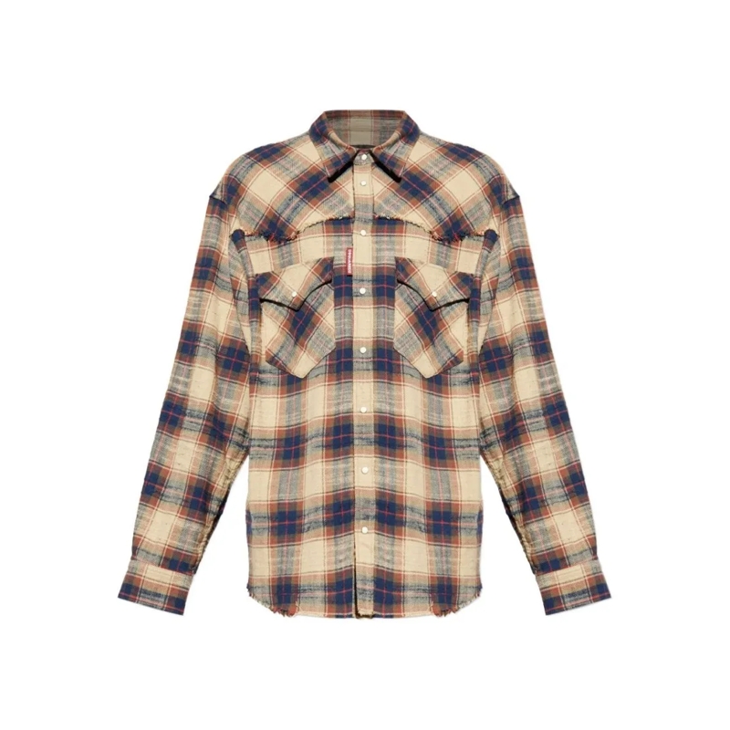 Dsquared2 Overhemd Beige Plaid Casual Shirt Neutrals