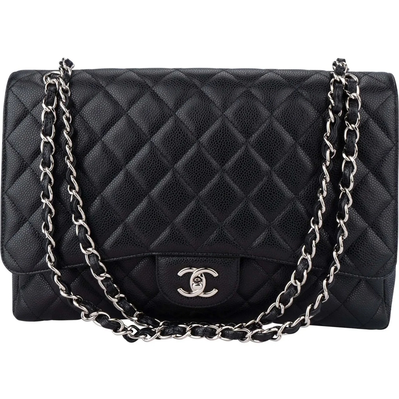 Chanel Sac à bandoulière Chanel Quilted Caviar Leather Palladium Maxi Doubl mehrfarbig