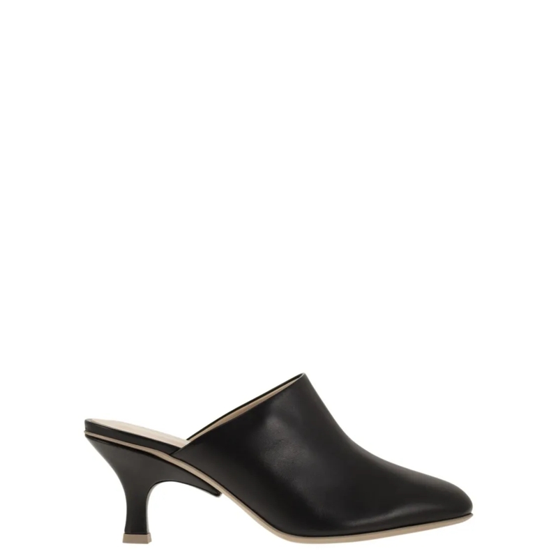 Tod's Mules Refined Black Leather Sabot With Contrasting Detai Black