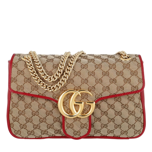 Gucci GG Marmont Satchel Bag Matelassé Beige/Red Satchel