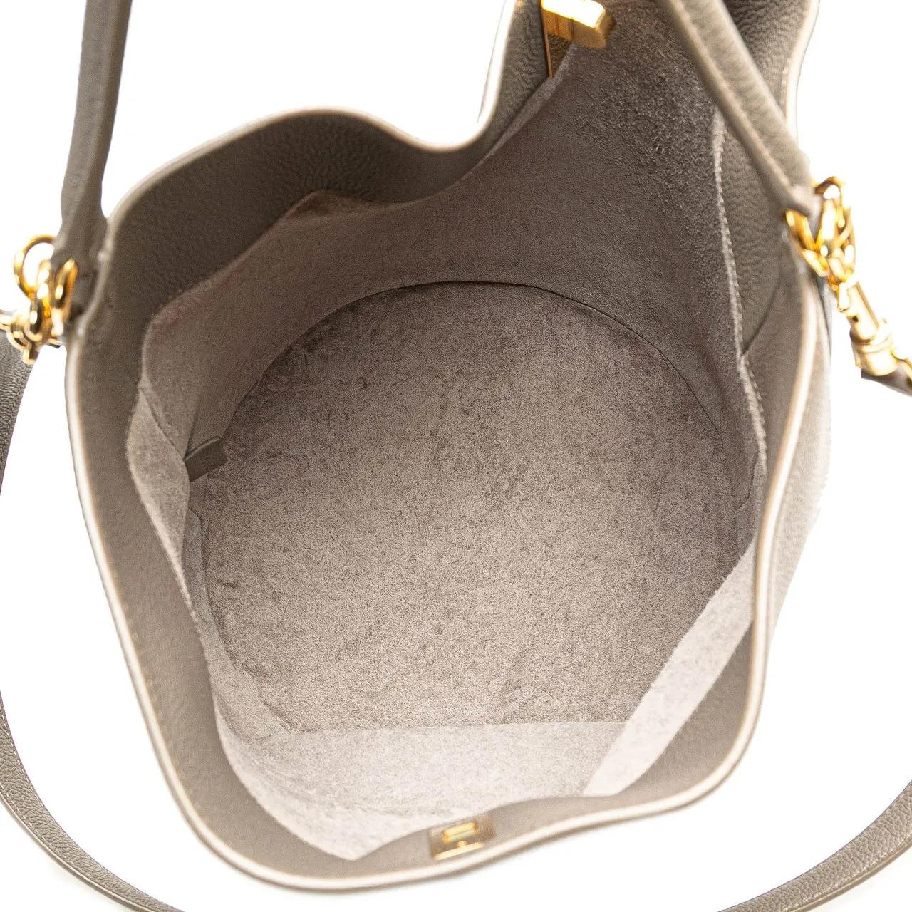 Celine Hobo bags 2021 Supple Grained Calfskin Bucket 16 in bruin