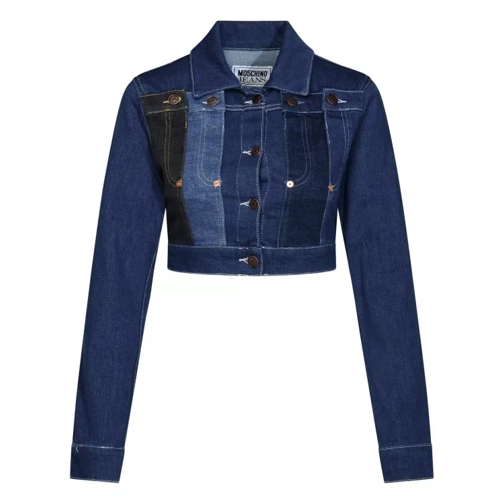 Moschino Blue Cotton Crop Jacket Blue 