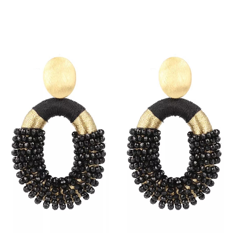 LOTT.gioielli Ohrhänger Glasberry Silk Combi Oval Black Gold