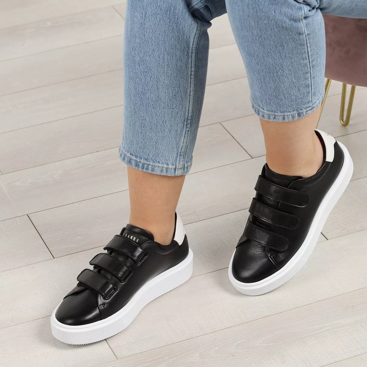 Ted Baker Tayree Double Strap Platform Leather Sneaker Black-White |  Low-Top Sneaker