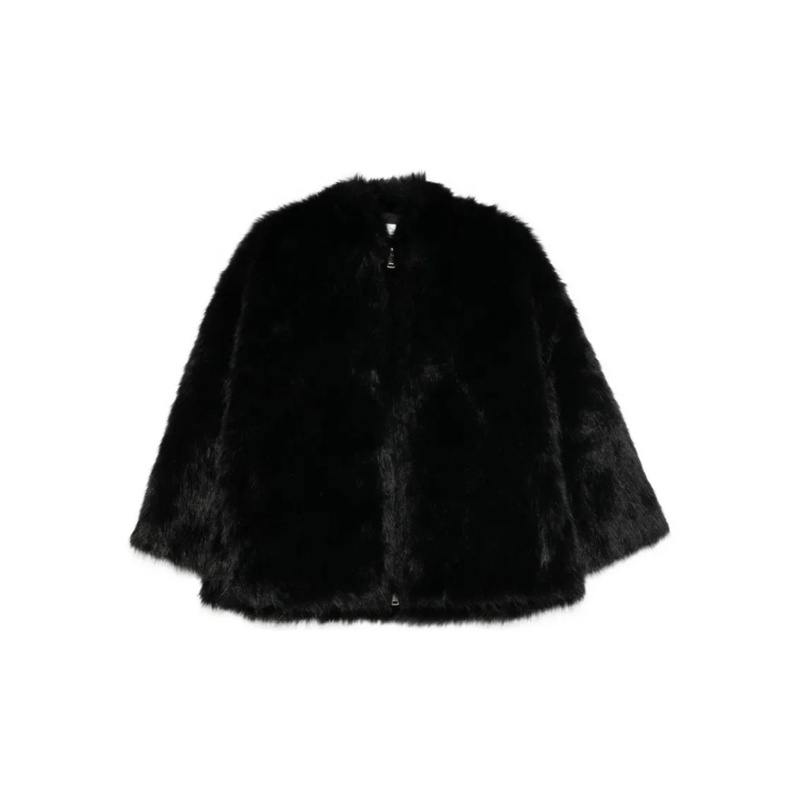 Betta Corradi  Plush Faux Fur Betta Corradi Coat Black
