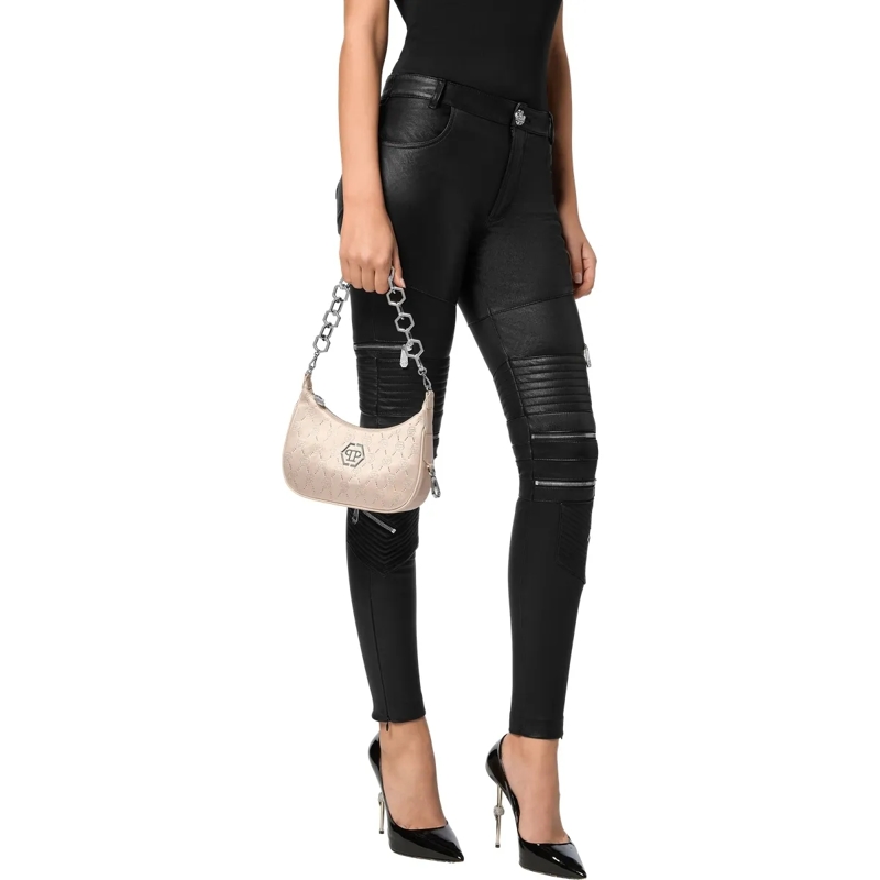Philipp Plein Schultertasche Schultertasche Monogram Mit Schmucksteinen beige(Image 3)