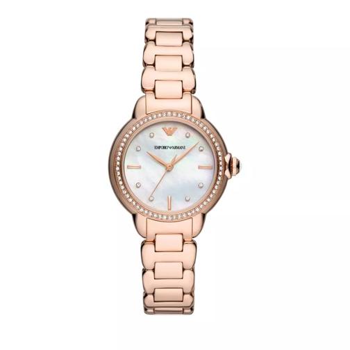 Emporio Armani Three-Hand  Stainless Steel Watch Rose Gold Quartz Horloge