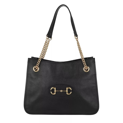Gucci Medium Horsebit Shopping Bag Leather Black Shoppingväska