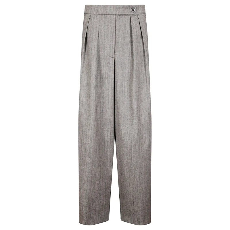 Dries Van Noten  High-Waisted Wide Leg Trousers Grey