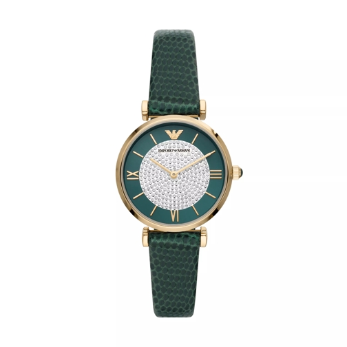 Emporio Armani Women's Two-Hand Stainless Steel Watch, AR11403 Gold Green Montre habillée