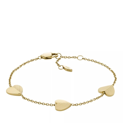 Fossil Harlow Linear Texture Heart Gold-Tone Stainless St Gold Bracelet