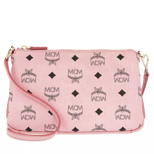MCM Millie Visetos Medium Top Zip Crossbody Bag Soft Pink Crossbodytas