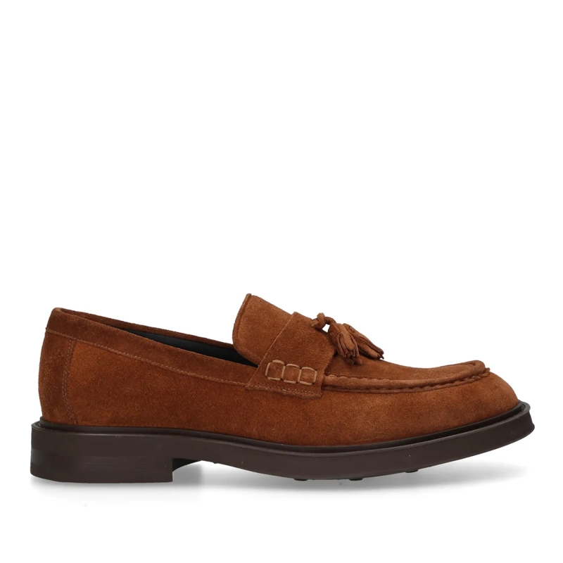 Heinrich Dinkelacker Monkstraps Der Florenz Tassel V Loafer in tiefem Braun kombin mittel-braun