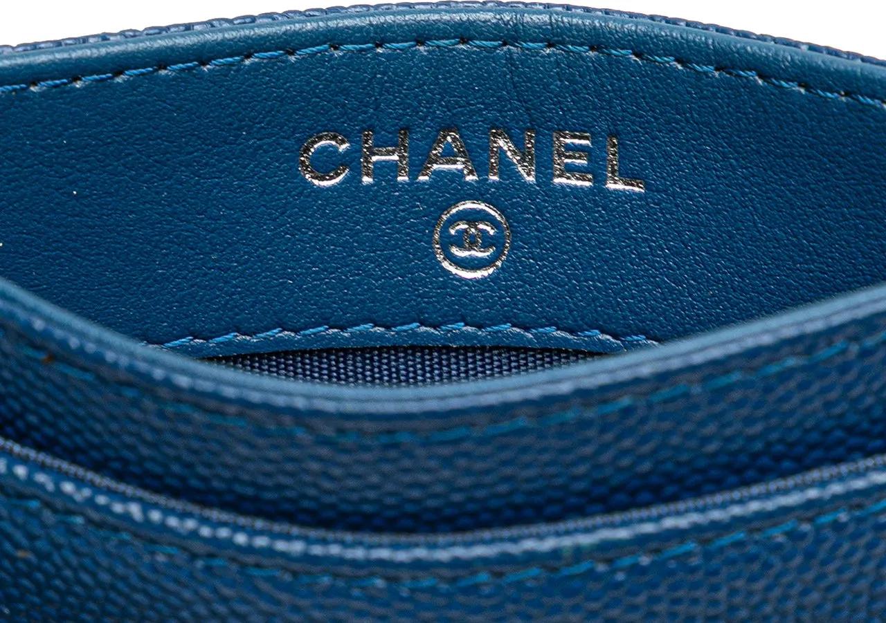 Thumbnail - Chanel Portemonnaie - CC Caviar Card Holder - Gr. unisize - in Blau - für Damen
