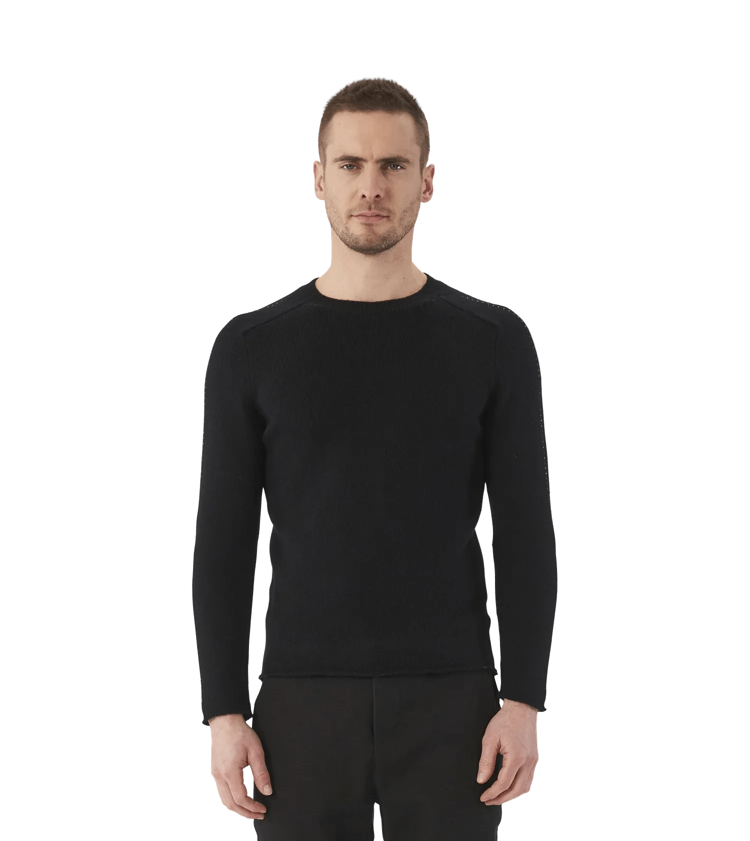 Transit - Pullover mit kontrastierenden Garndetails an den - Größe S - schwarz