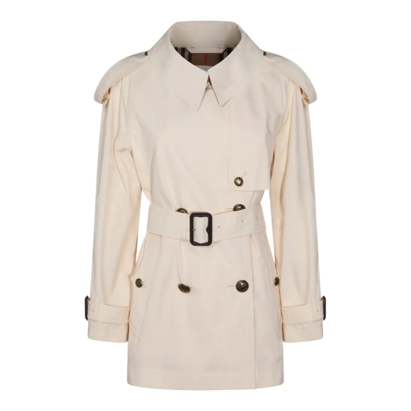 Burberry Bontjassen Classic Trench Coat With Belted Waist White