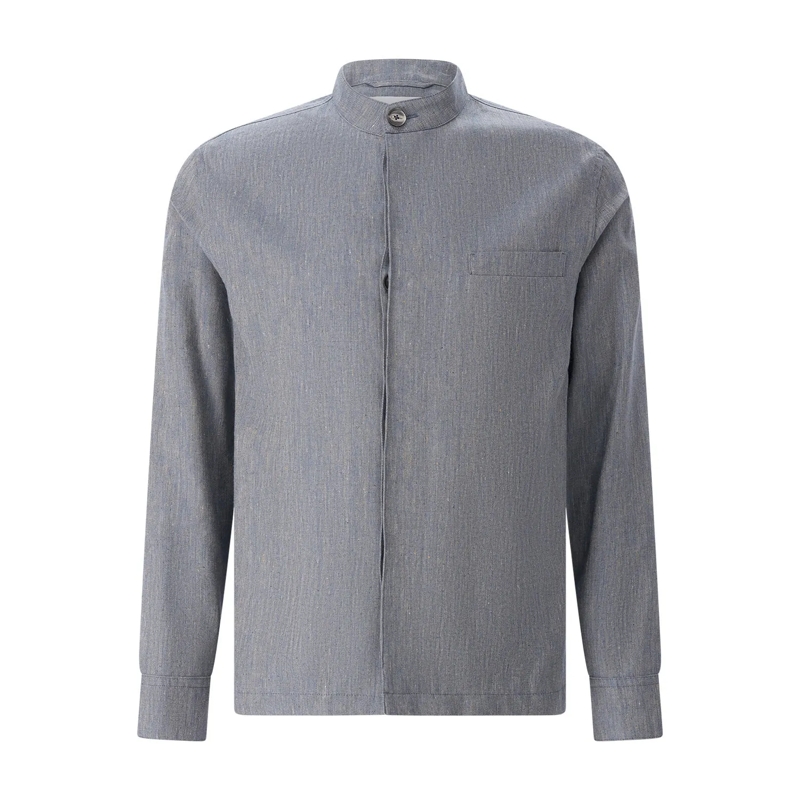Emanuela Caruso Overgangsjas Overshirt mit Seide & Leinen blau(Image 6)