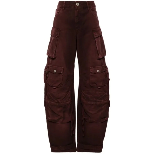 The Attico Fern Mid-Rise Cargo Denim Pants Burgundy Burgundy 