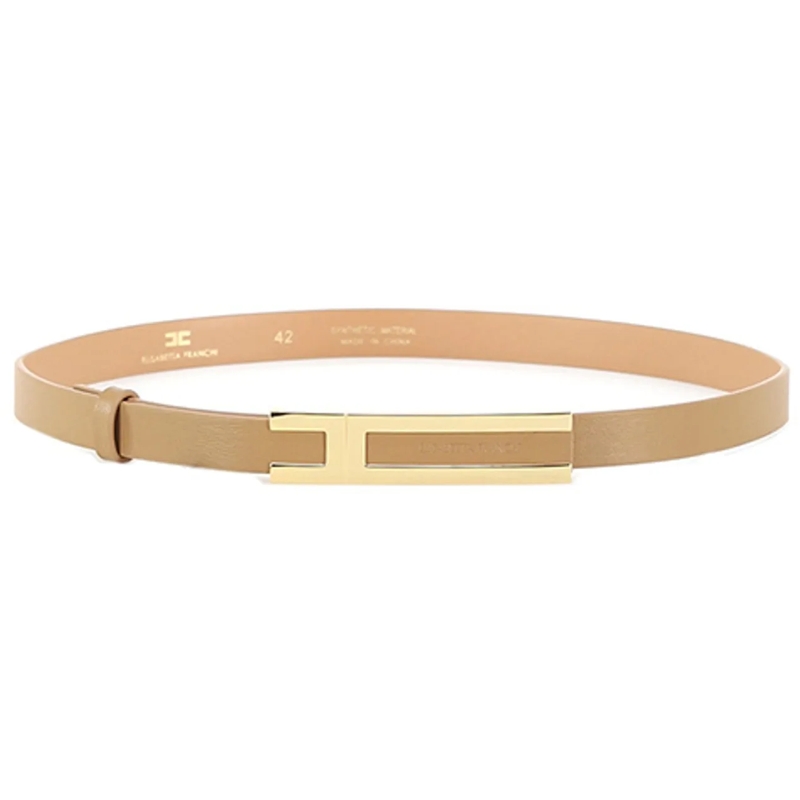 Elisabetta Franchi Ceinture en cuir Belts Camel beige