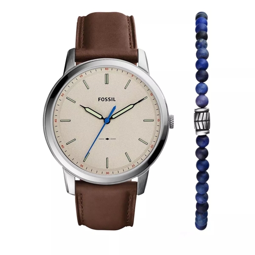 Fossil Minimalist Three-Hand Eco Leather Watch and Bracel brown Quartz Watch