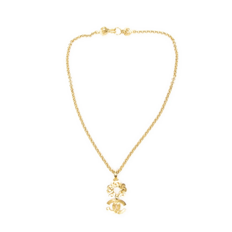 Chanel Mittellange Halskette CC Pendant Chain Necklace gold