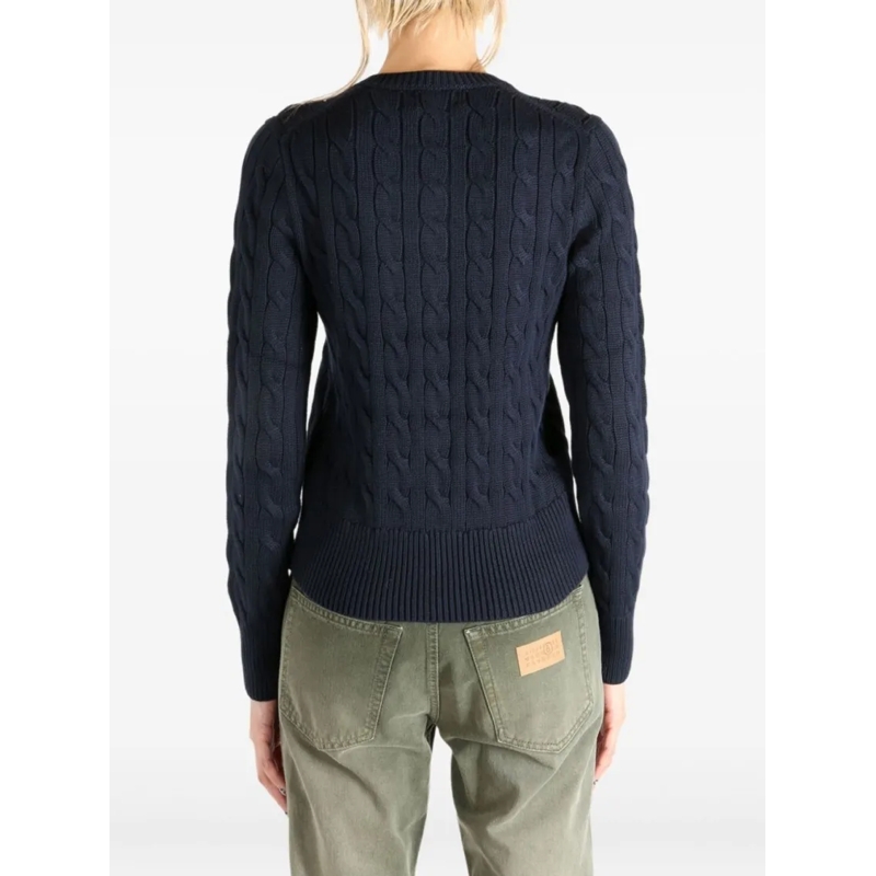 Polo Ralph Lauren Strickjacke Navy Blue Cable-Knit Cardigan With Fitted Silhouet Black(Image 2)