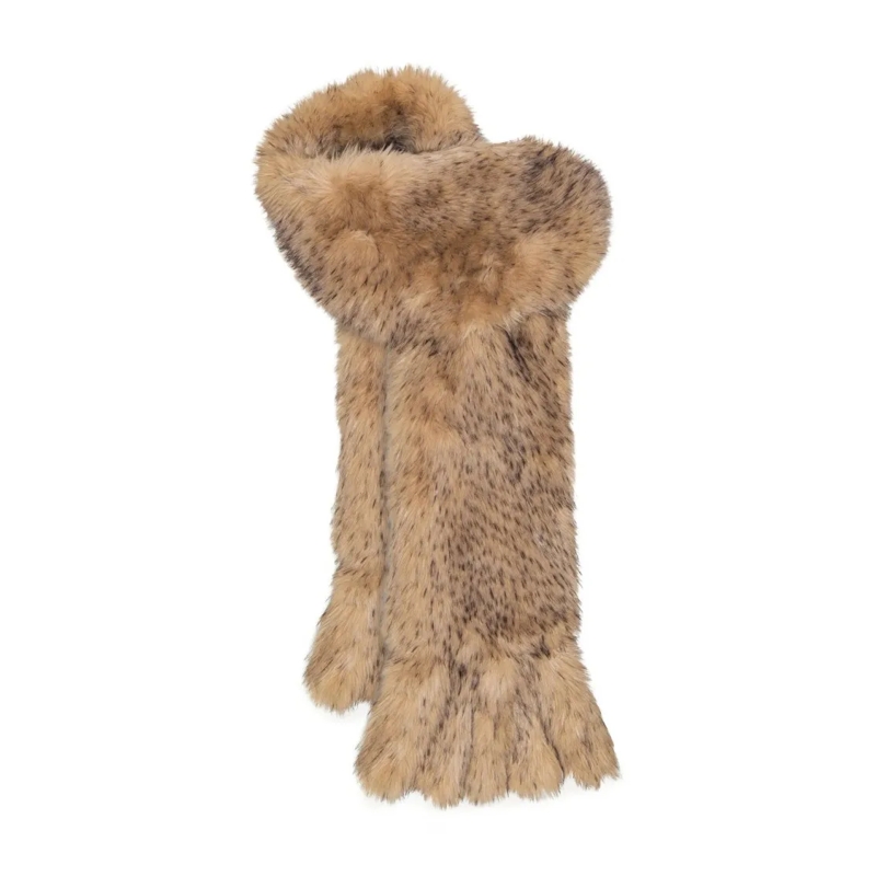 Rotate Écharpe légère Faux Fur Scarf With Ruffled Edges Brown