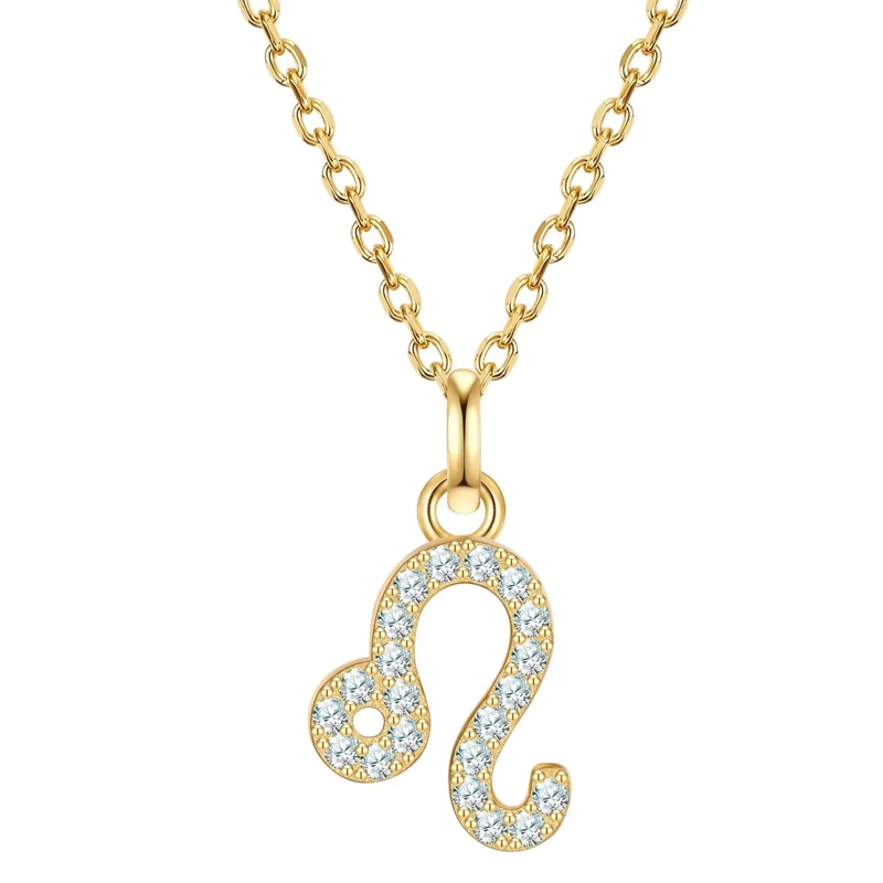 Glanzstücke München Mittellange Halskette Sterling Silber Halskette Zirkonia Sternzeichen Lö gold