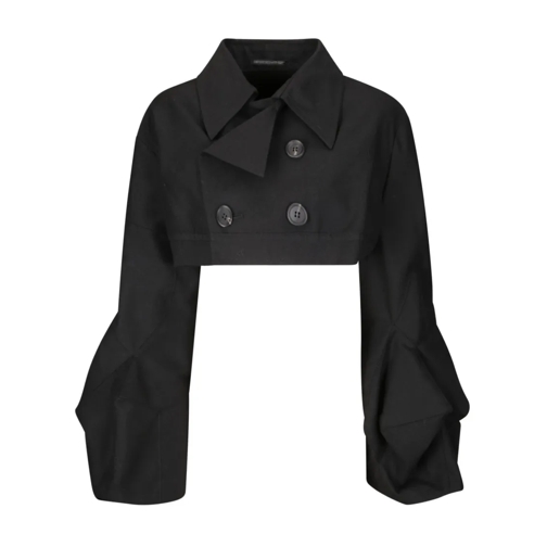 Yohji Yamamoto Übergangsjacke Crop Jacket With Shirt Collar Black