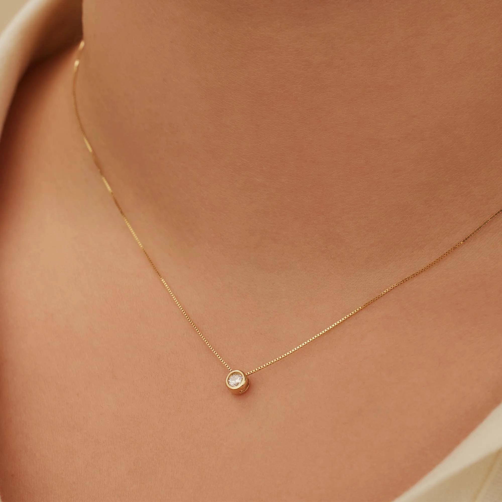 Thumbnail - Isabel Bernard Halskette - Le Marais Lison 14 Karat Necklace With Zirconia - Gr. unisize - in Gold - für Damen