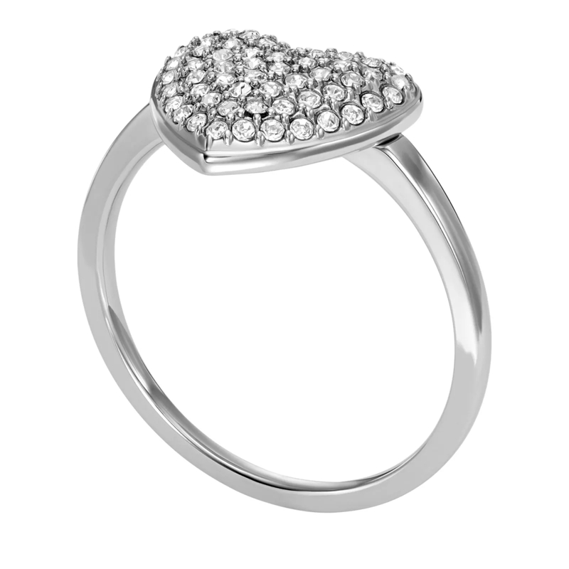 Fossil Ring Sadie Glitz Heart Stainless Steel Center Focal Ring Silver
