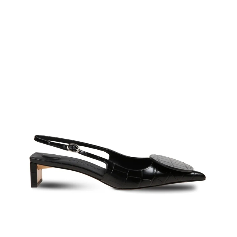 Jacquemus Escarpins Croc-Effect Slingback Pumps Black