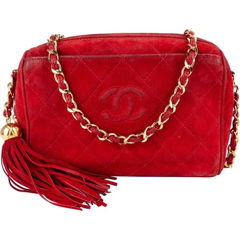 Chanel Tote Chanel Quilted Suede Leather CC Camera Crossbody B rot