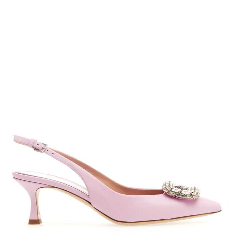 Ninalilou Escarpins Pink Slingback With Rhinestone Buckle Pink