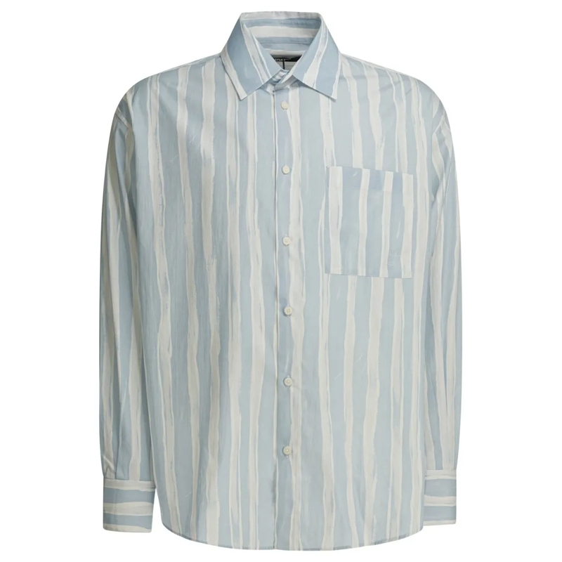 Jacquemus Overhemd Vertical Stripe Casual Shirt With Classic Collar Blue