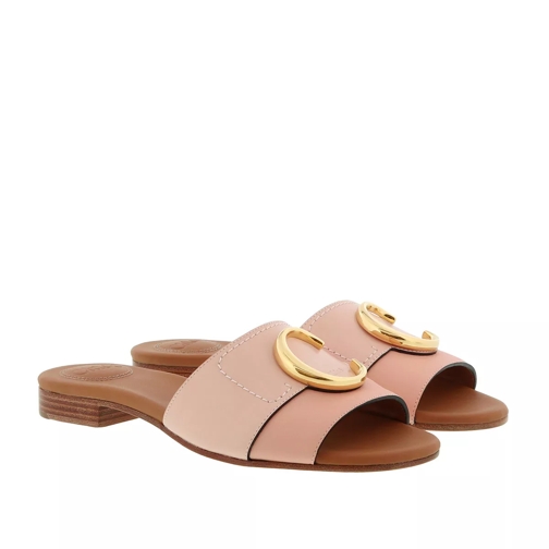 Chloé Flat Mule Sandals Leather Delicate Pink Slip-in skor