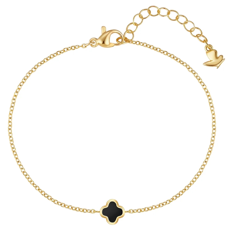 Glanzstücke München Armband Edelstahl Armband Achat Kleeblatt gold